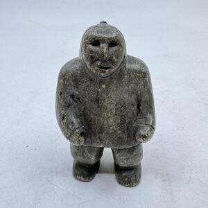 Inuit Handmade Basalt Male Figure Sculpture by SAMUEL KIKPAK